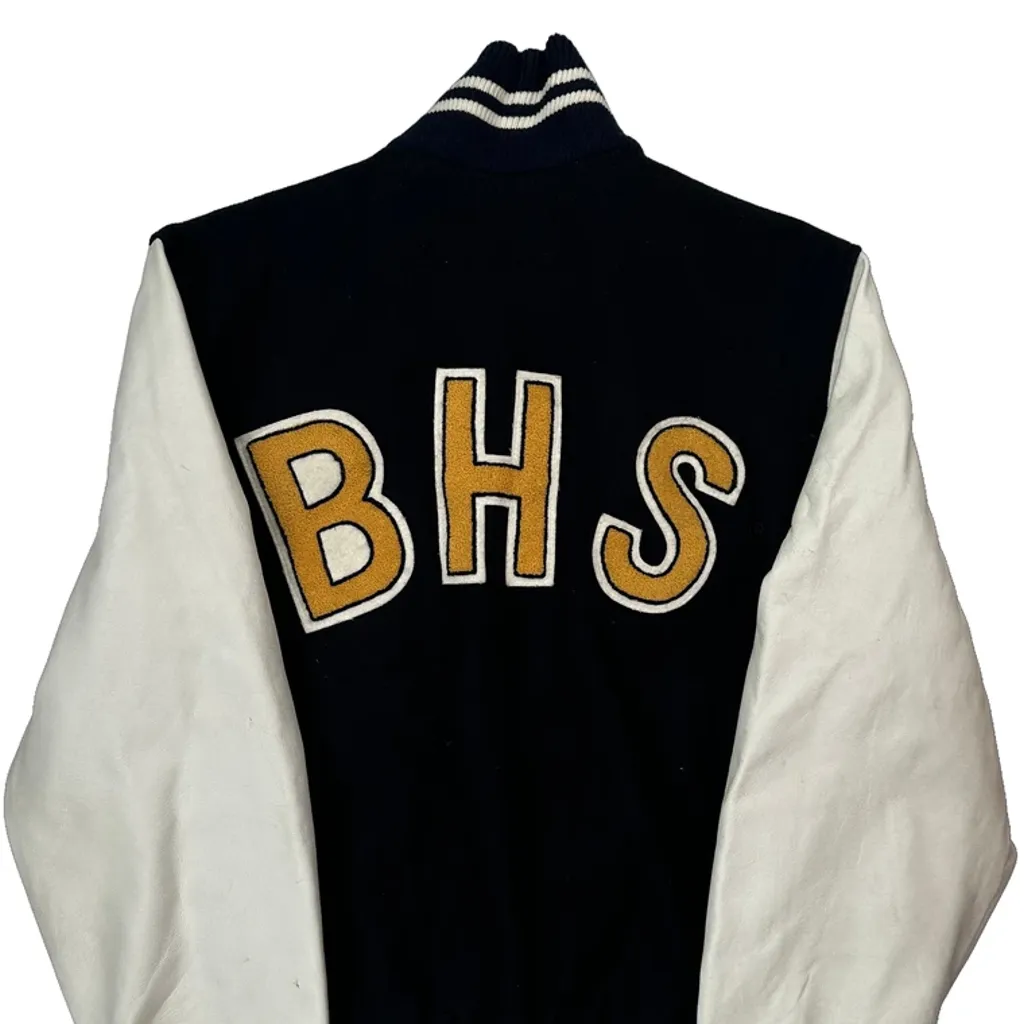 Bialik High School Bhs College Varsity Jacket - Medium Black Wool Blend - Image 6