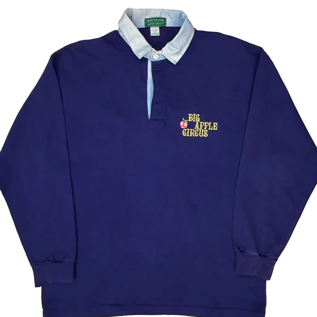 Big Apple Circus Outer Banks Collared Rugby Shirt - XL Blue Cotton - Image 4