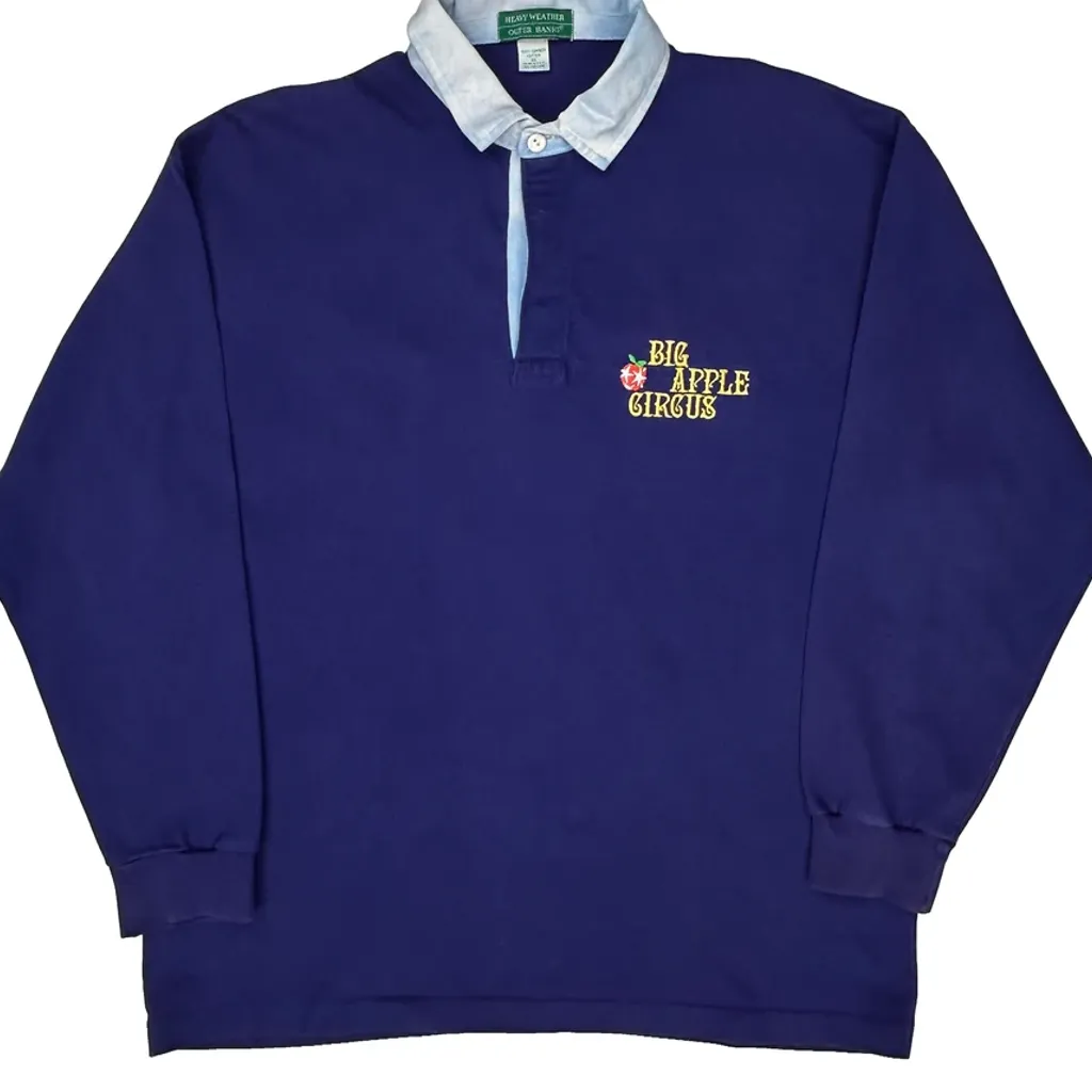 Big Apple Circus Outer Banks Collared Rugby Shirt - XL Blue Cotton - Image 5