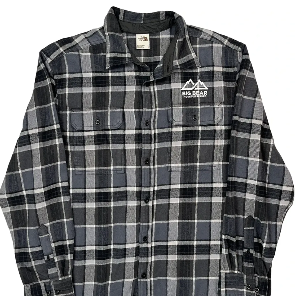 Big Bear Mountain Resort The North Face Checked Flannel Shirt - XL Grey Cotton - Image 5