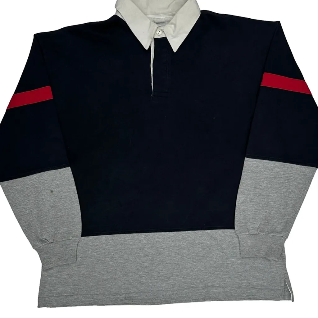 Big Creek Clothing Striped Rugby Shirt - XL Navy Cotton Blend - Image 5