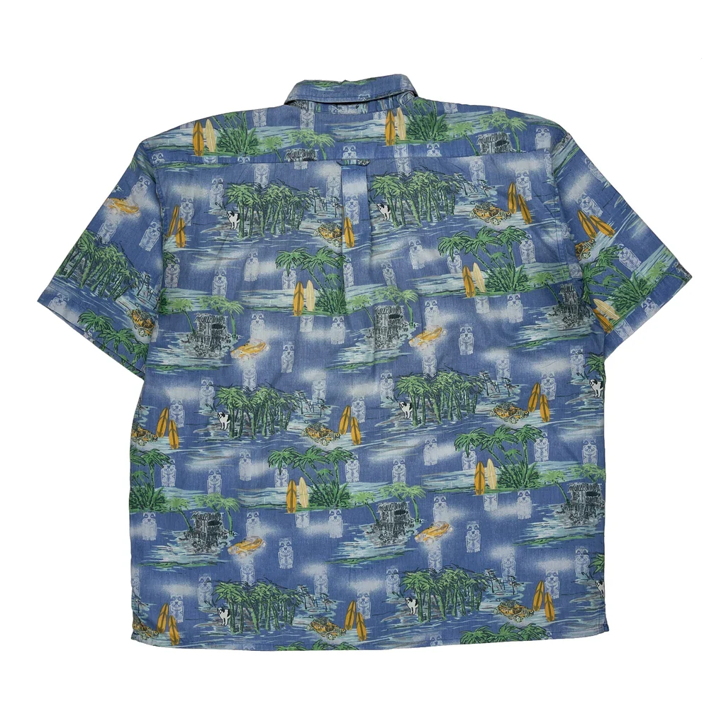 Big Dogs Graphic Hawaiian Shirt - XL Blue Polyester Blend - Image 2