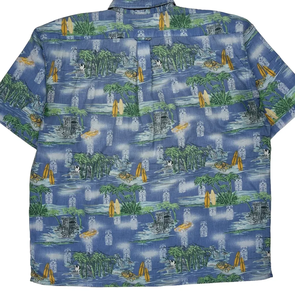 Big Dogs Graphic Hawaiian Shirt - XL Blue Polyester Blend - Image 6