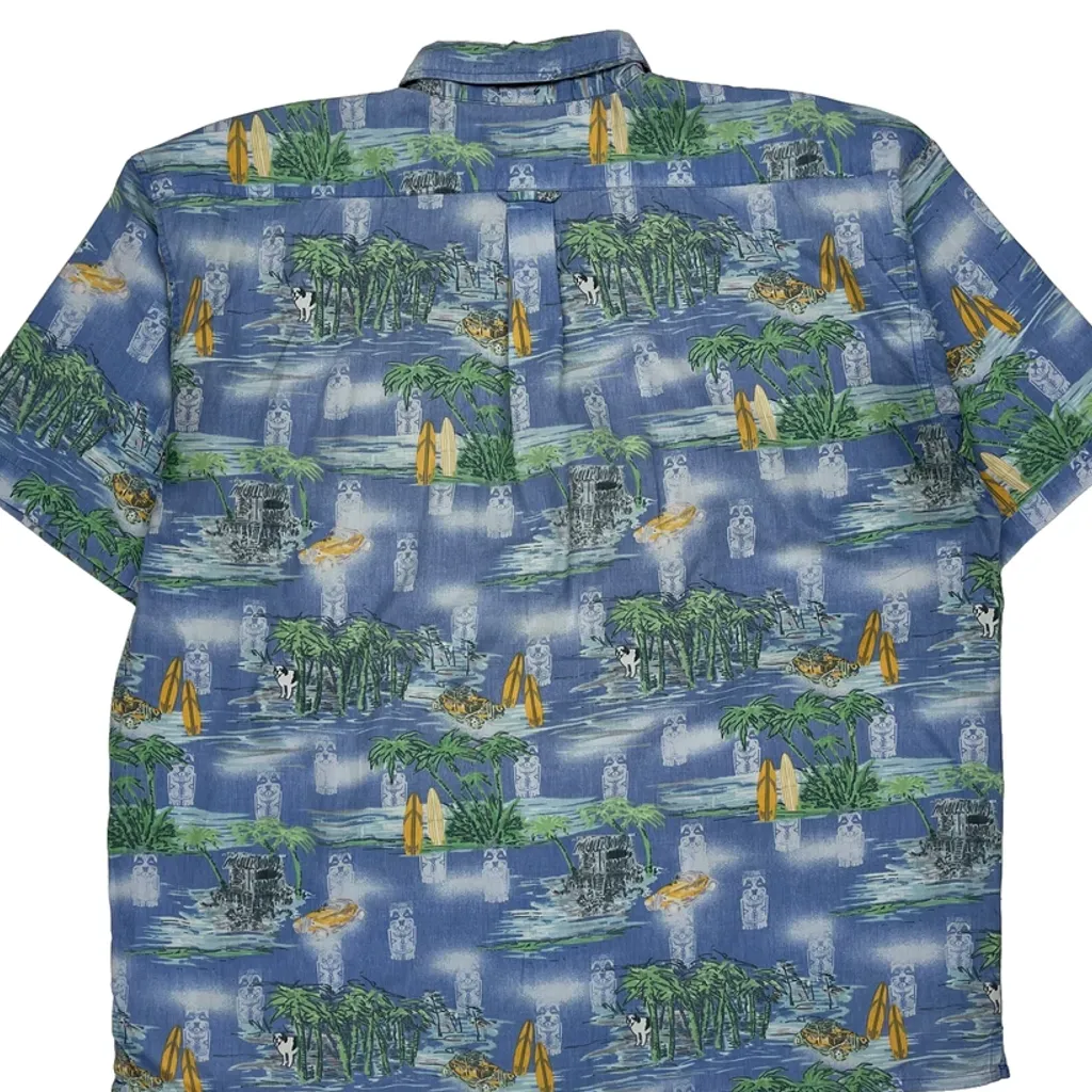 Big Dogs Graphic Hawaiian Shirt - XL Blue Polyester Blend - Image 7