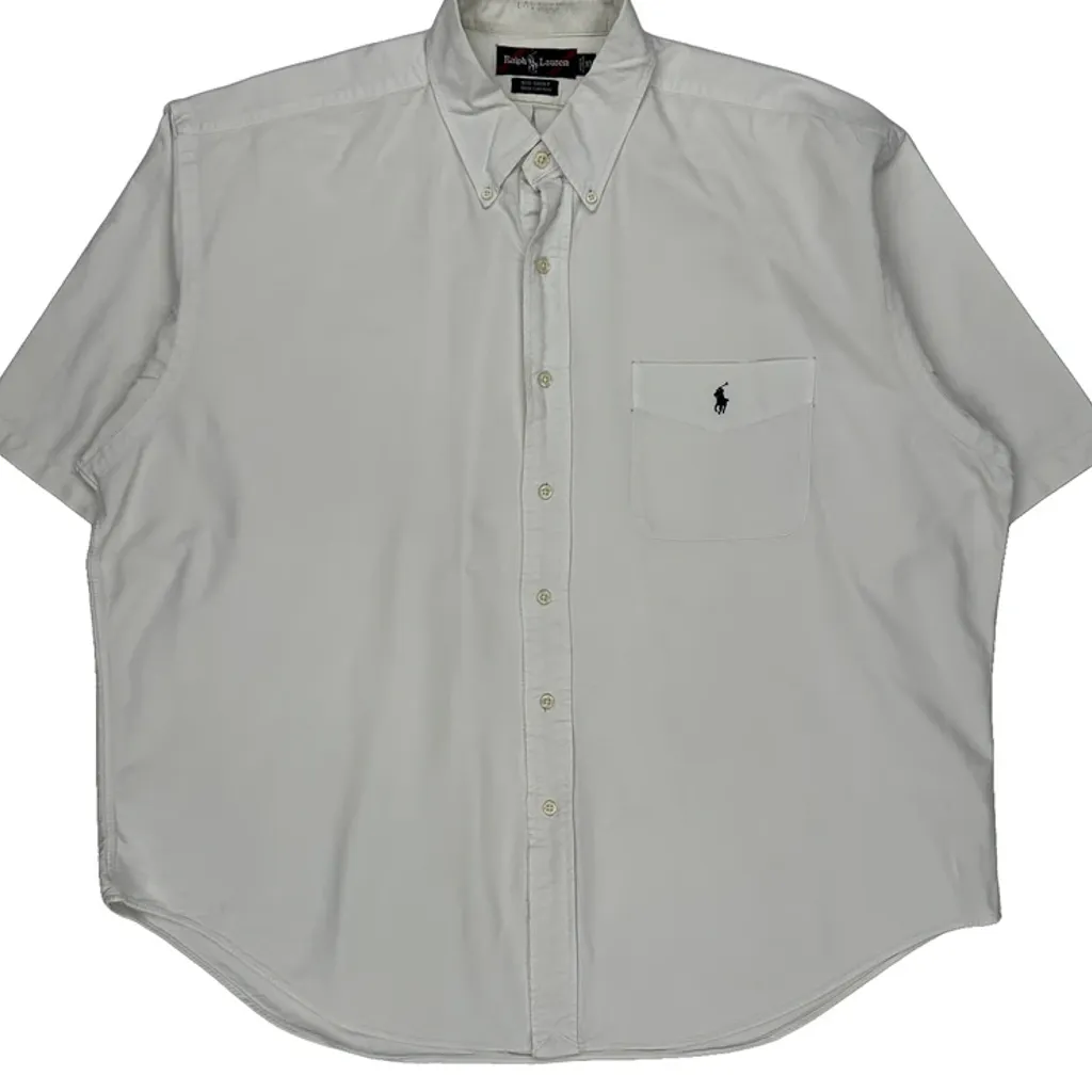 Big Shirt Ralph Lauren Short Sleeve Shirt - XL White Cotton - Image 4
