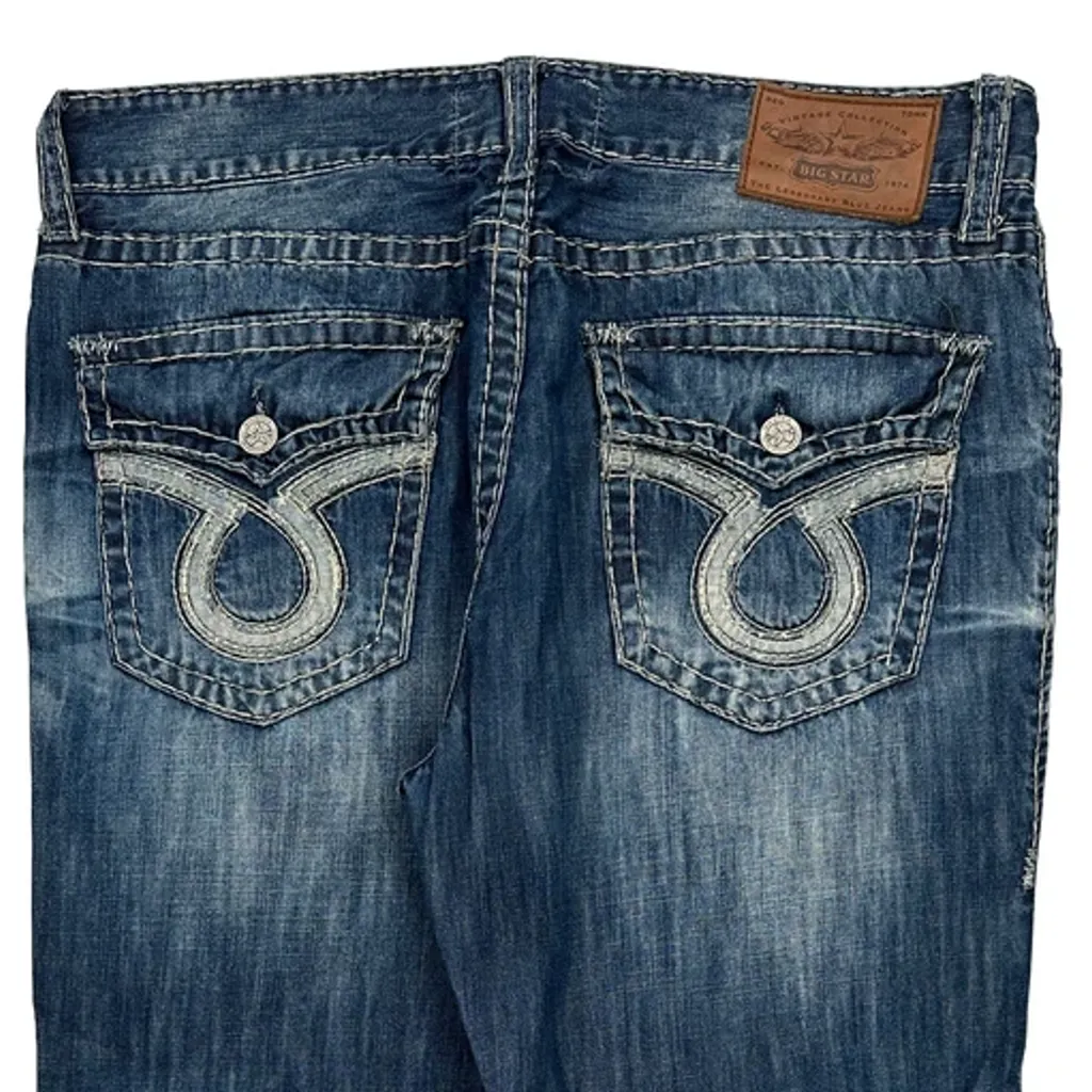 Big Star Embroidered Wide Leg Jeans - 40W 31L Blue Cotton - Image 9
