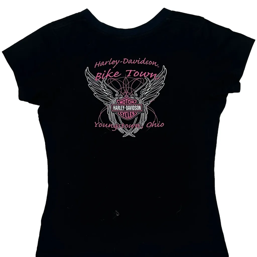 Bike Town Harley Davidson Graphic T-Shirt - Large Black Cotton - Image 6
