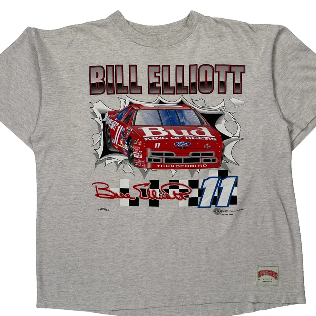 Bill Elliott Nutmeg Nascar T-Shirt - XL Grey Cotton - Image 4