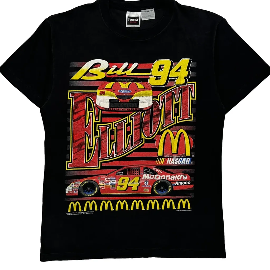 Bill Elliott Tultex Nascar T-Shirt - Large Black Cotton - Image 4