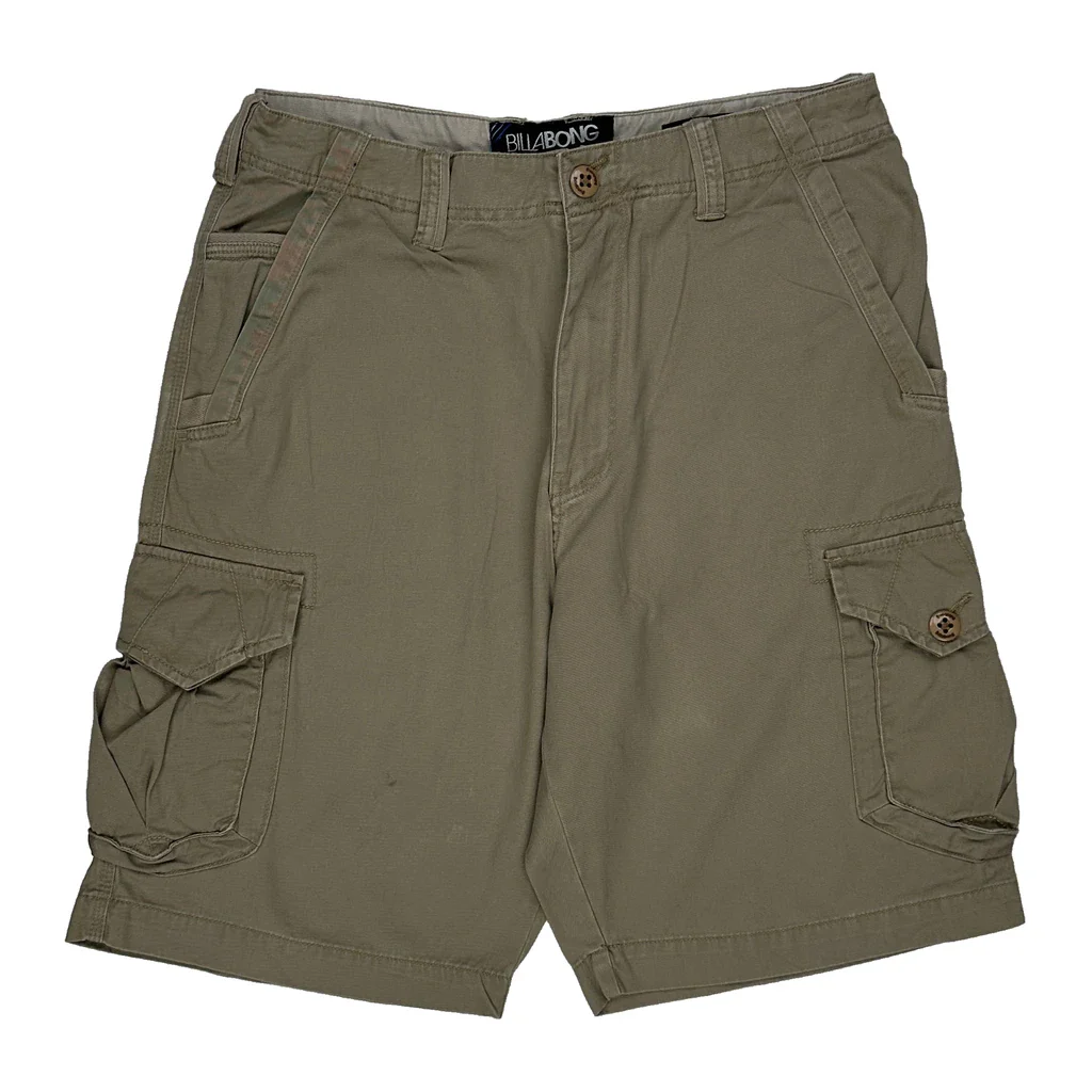 Billabong Cargo Shorts - 33W 11L Khaki Cotton - Image 2