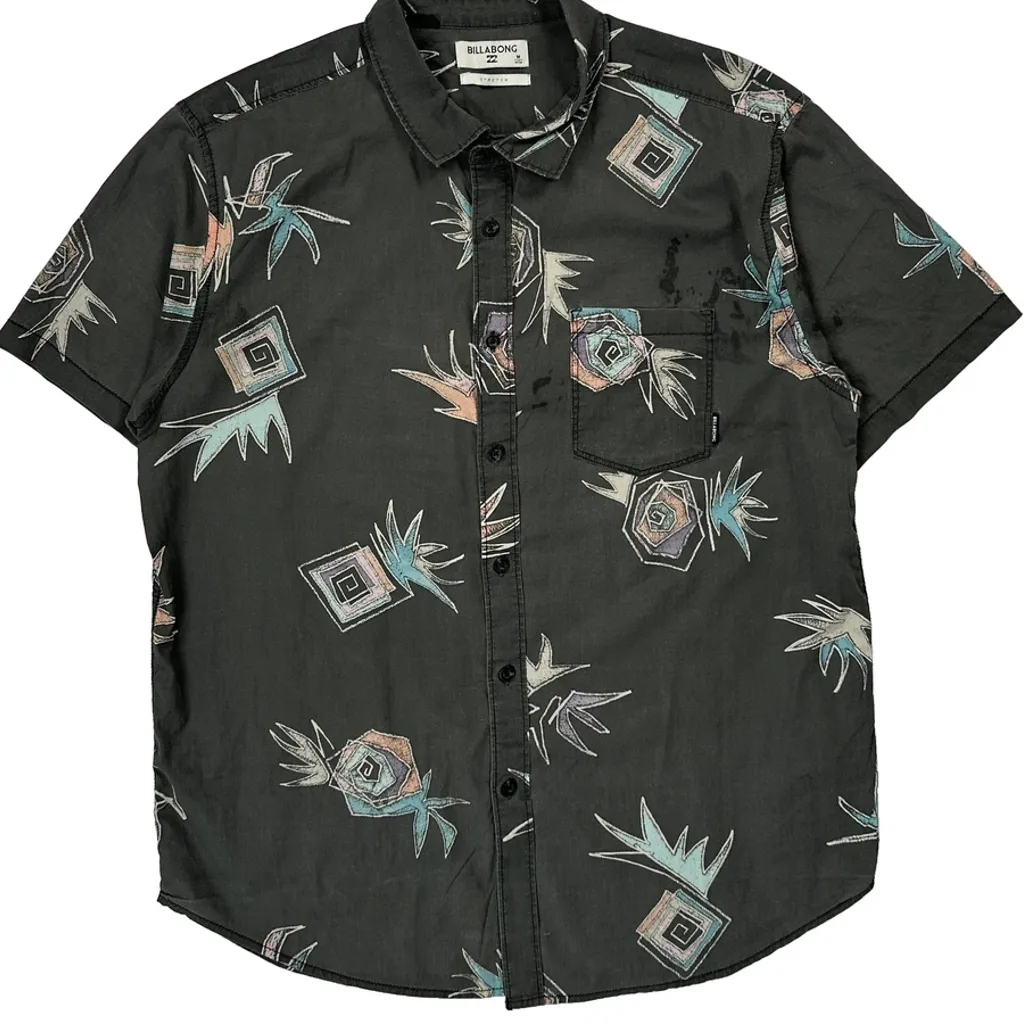 Billabong Short Sleeve Shirt - Medium Black Cotton - Image 4