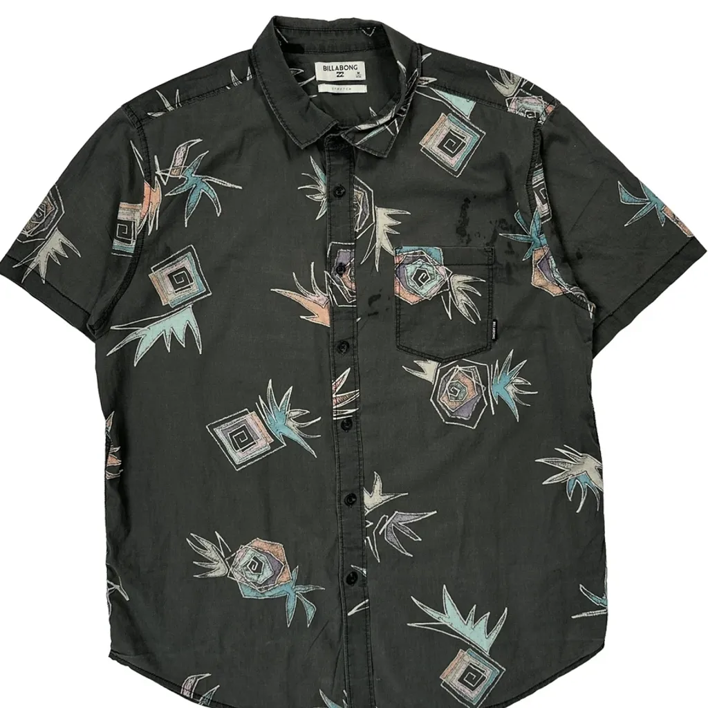 Billabong Short Sleeve Shirt - Medium Black Cotton - Image 5