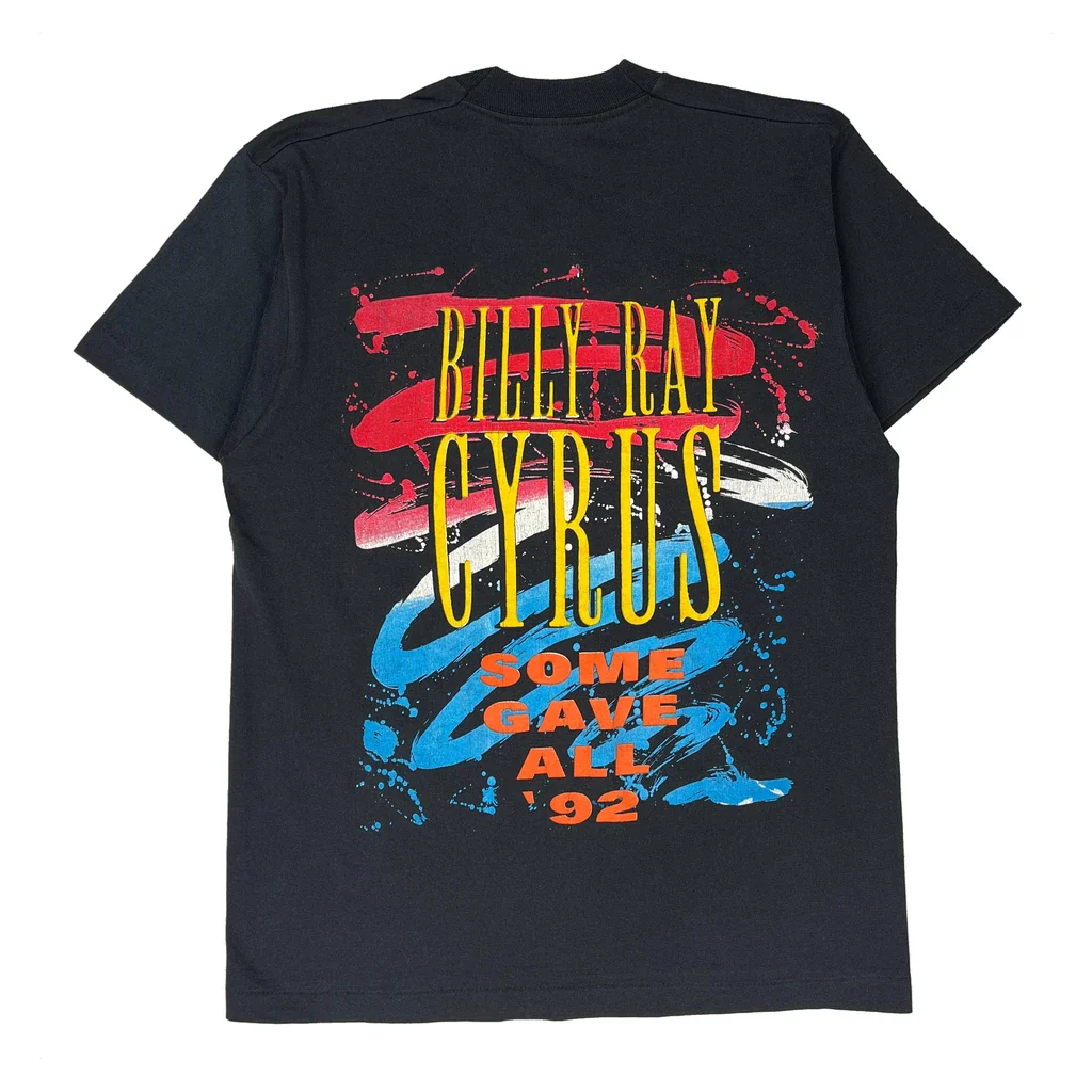 Billy Ray Cyrus 1992 Fruit Of The Loom Single Stitch T-Shirt - Large Black Cotton Blend - Image 2