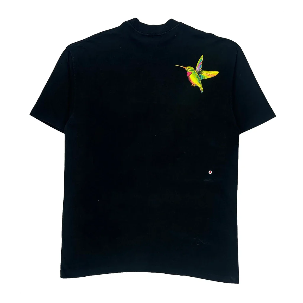 Birds Panama Single Stitch T-Shirt - XL Black Cotton - Image 2