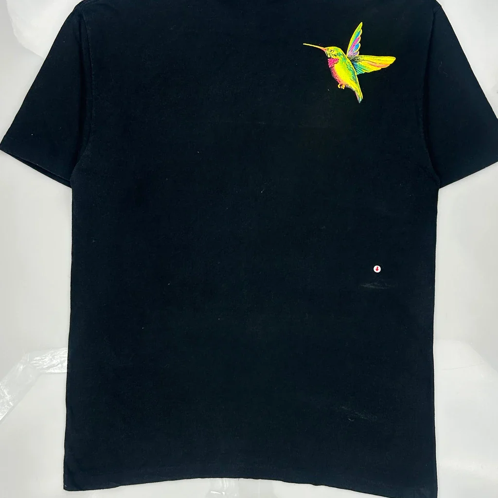 Birds Panama Single Stitch T-Shirt - XL Black Cotton - Image 3