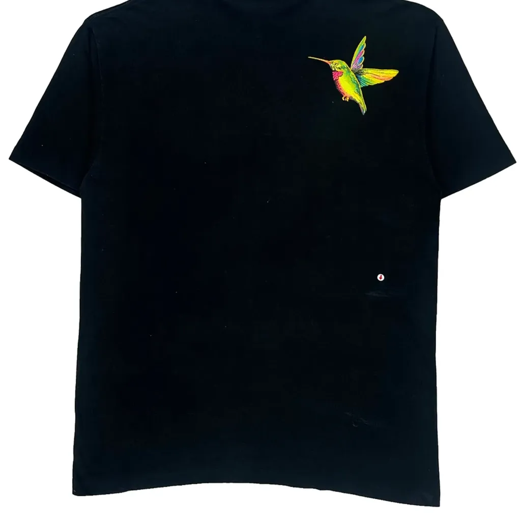 Birds Panama Single Stitch T-Shirt - XL Black Cotton - Image 7