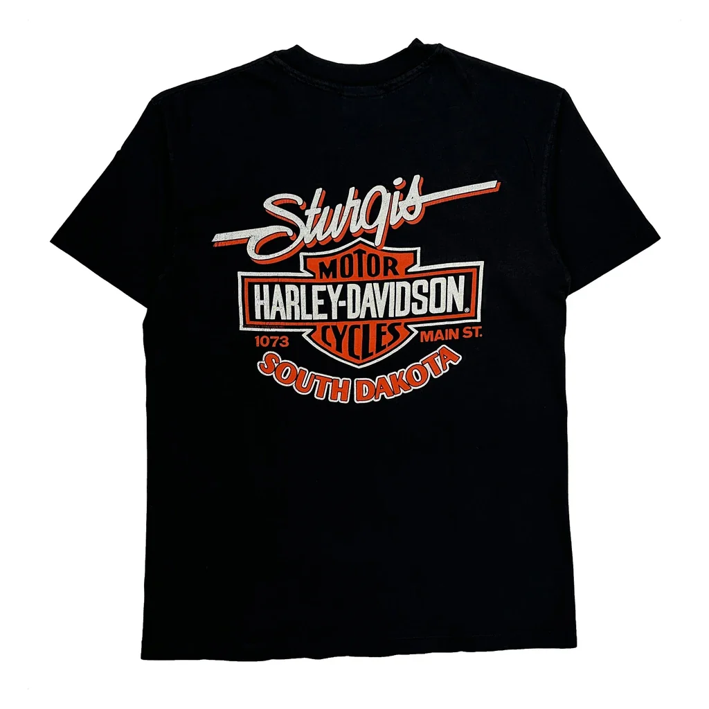 Black Hills Rally Harley Davidson Graphic T-Shirt - Large Black Cotton - Image 2