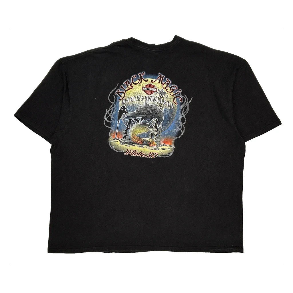 Black Magic Harley Davidson Graphic T-Shirt - 5XL Black Cotton - Image 2