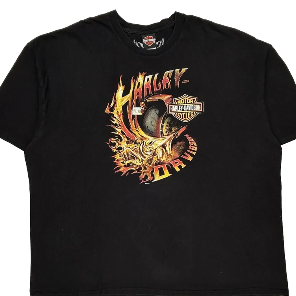 Black Magic Harley Davidson Graphic T-Shirt - 5XL Black Cotton - Image 5