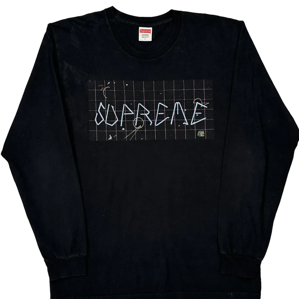 Blade Grid Supreme Graphic Long Sleeve T-Shirt - Large Black Cotton - Image 4
