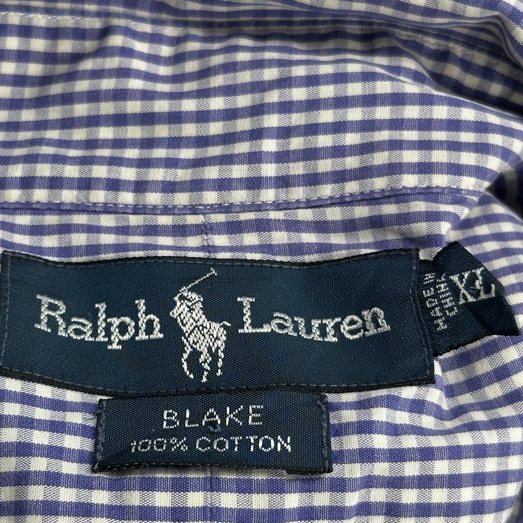 Blake Ralph Lauren Checked Short Sleeve Shirt - XL Blue Cotton - Image 3