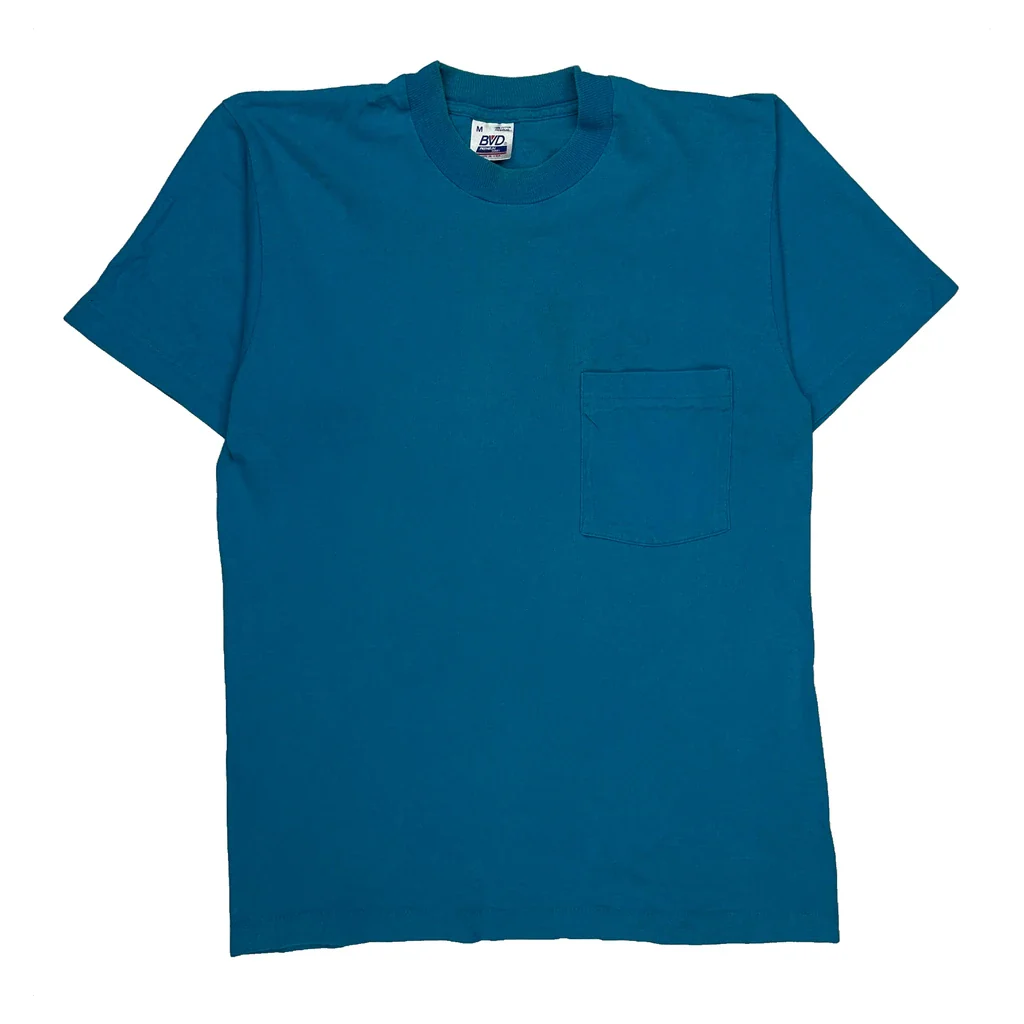 Blank Bvd Single Stitch T-Shirt - Medium Blue Cotton