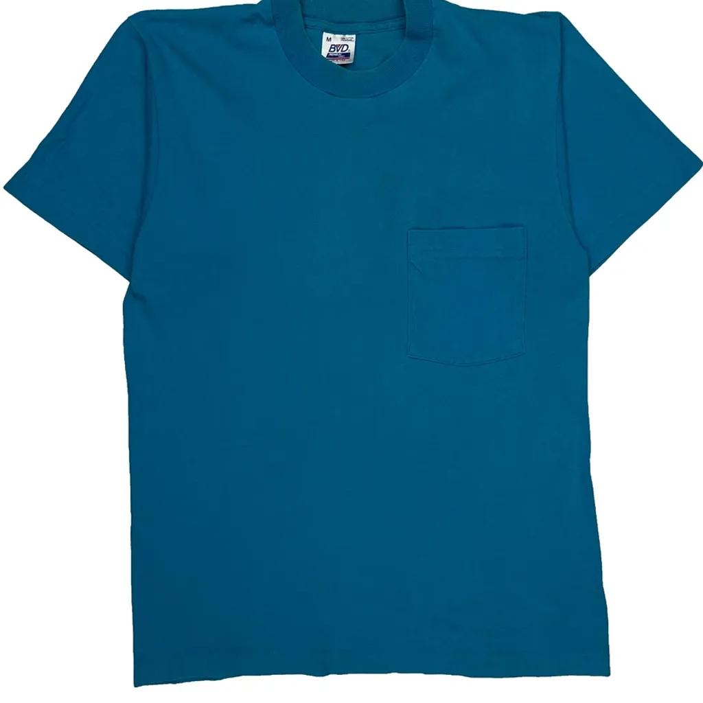 Blank Bvd Single Stitch T-Shirt - Medium Blue Cotton - Image 4