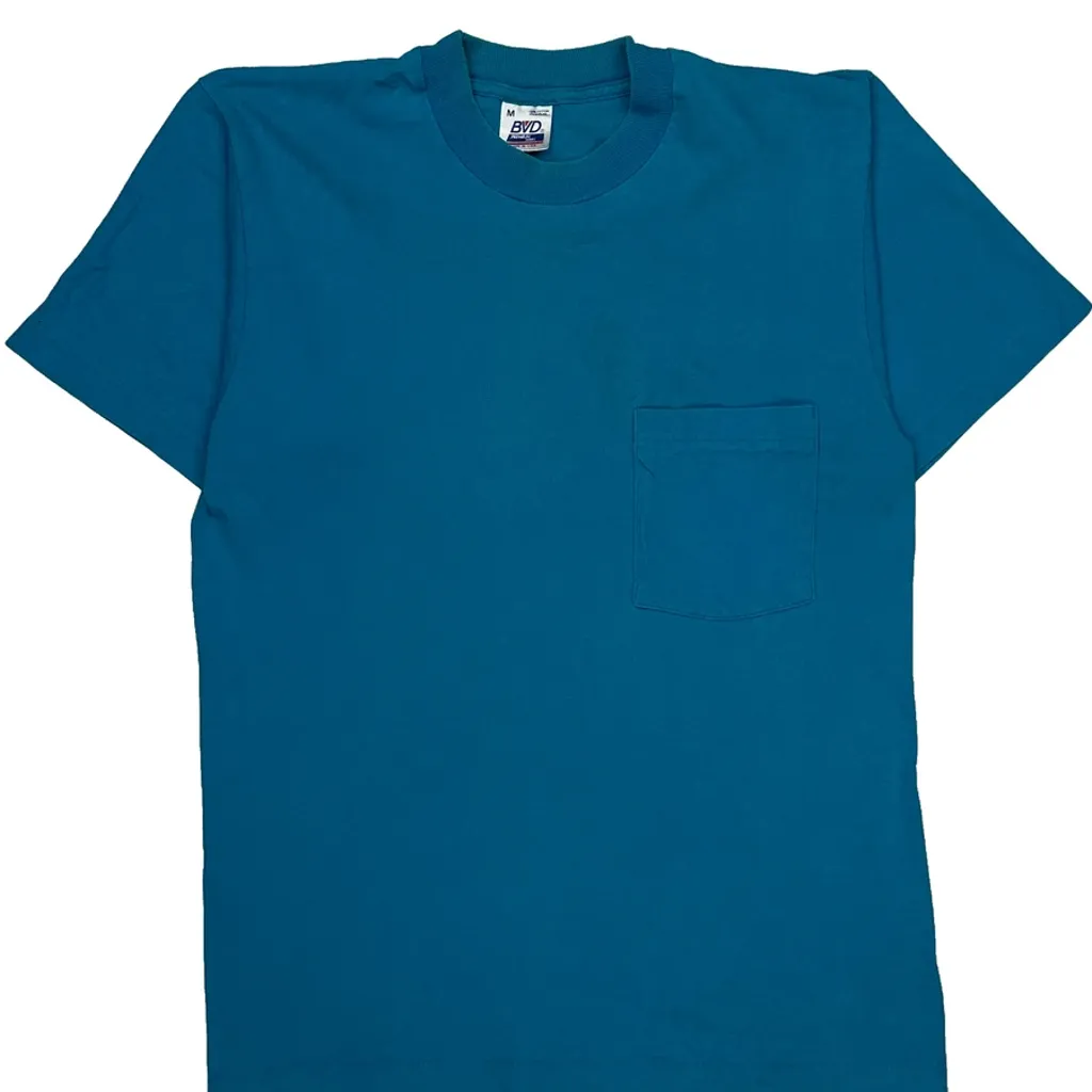Blank Bvd Single Stitch T-Shirt - Medium Blue Cotton - Image 5