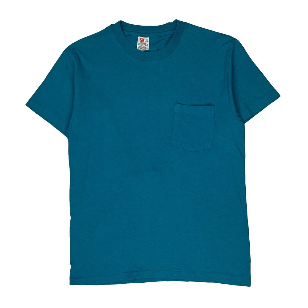 Blank Hanes Single Stitch T-Shirt - Medium Blue Cotton