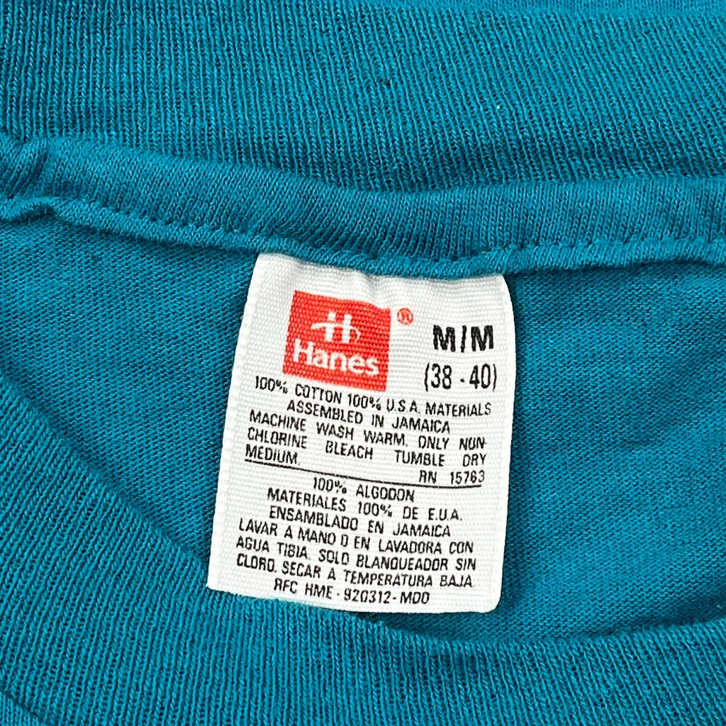 Blank Hanes Single Stitch T-Shirt - Medium Blue Cotton - Image 3