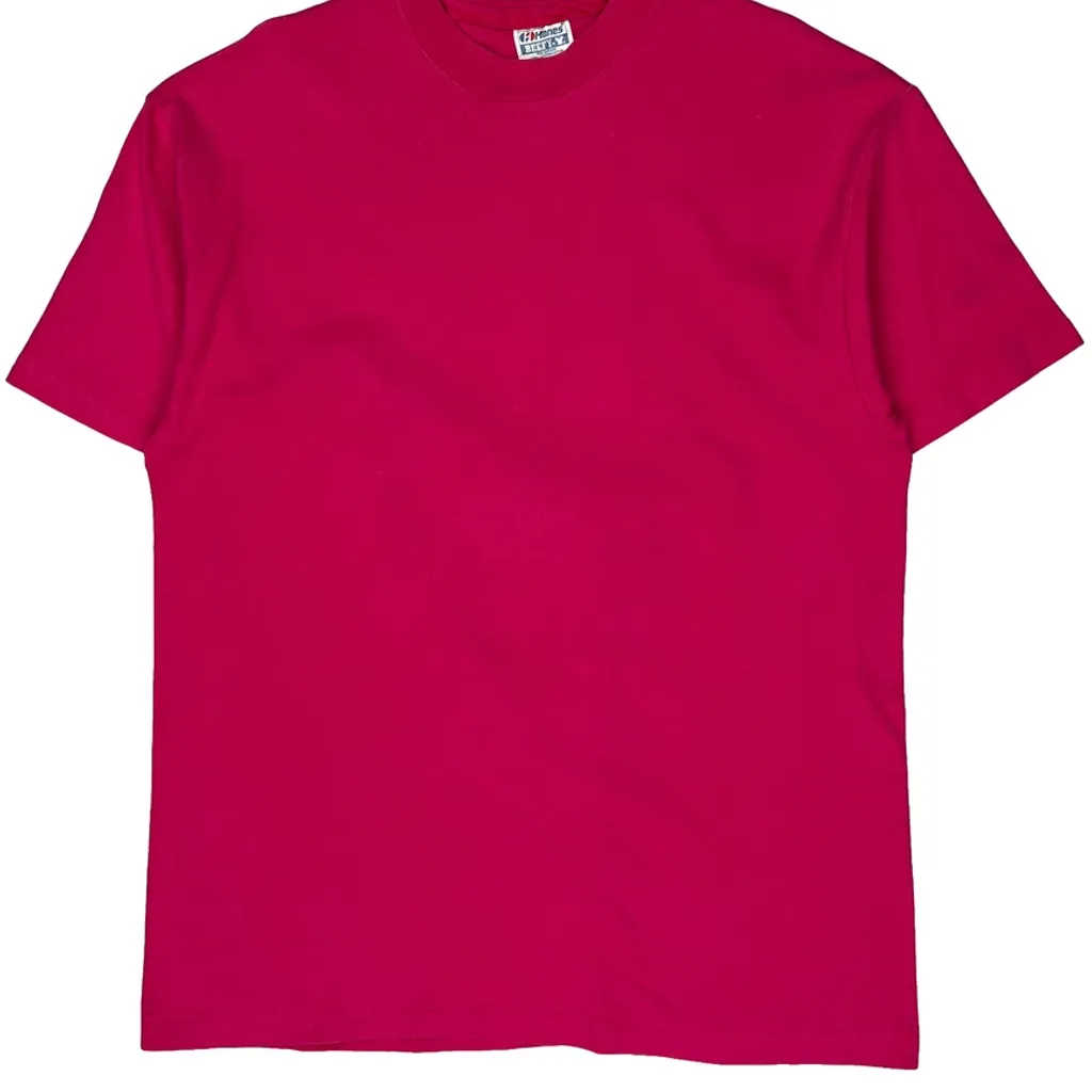 Blank Hanes Single Stitch T-Shirt - Large Red Cotton - Image 5