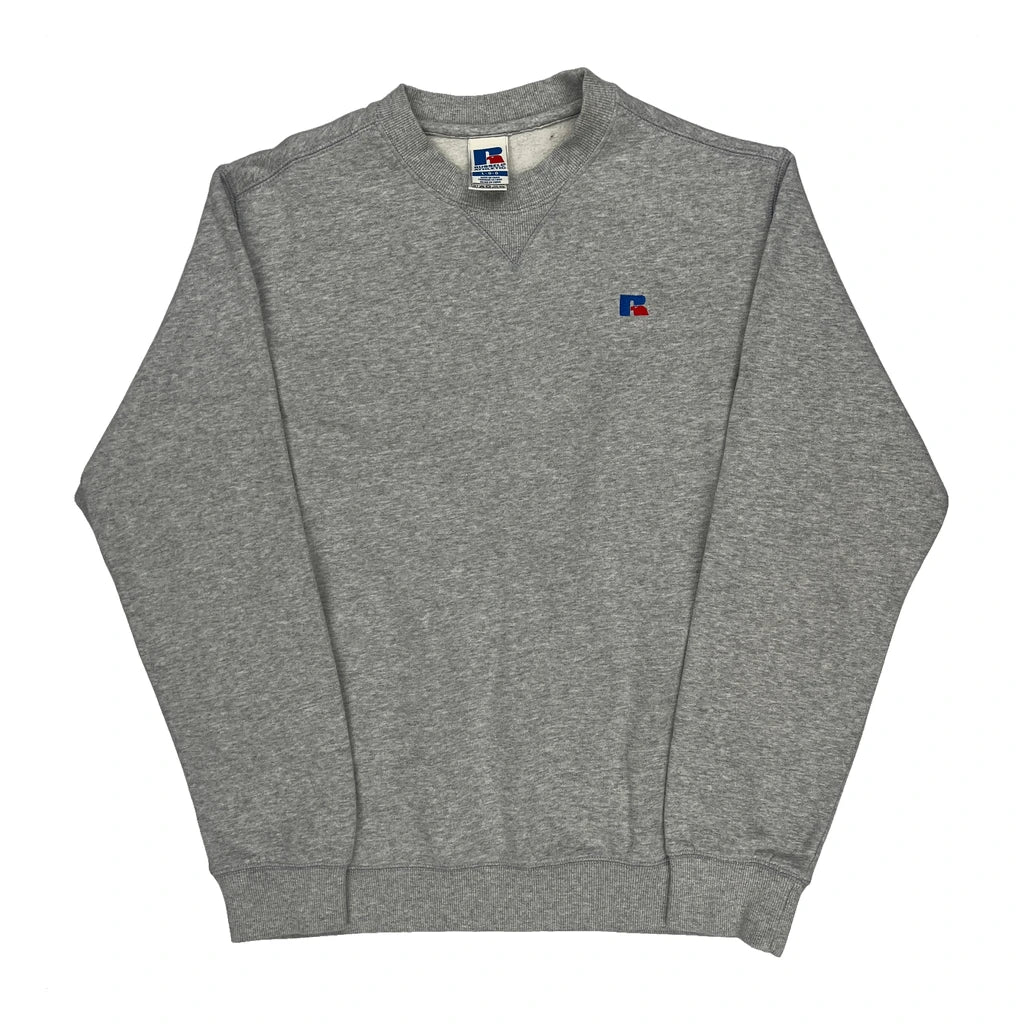 Blank Russell Athletic Sweatshirt - Large Grey Cotton Blend