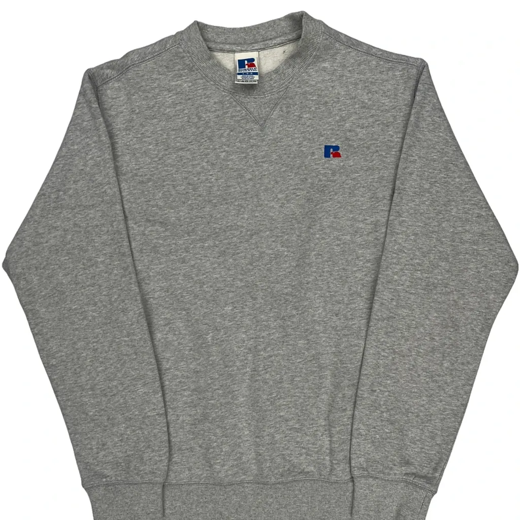Blank Russell Athletic Sweatshirt - Large Grey Cotton Blend - Image 4
