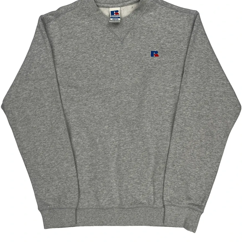 Blank Russell Athletic Sweatshirt - Large Grey Cotton Blend - Image 5