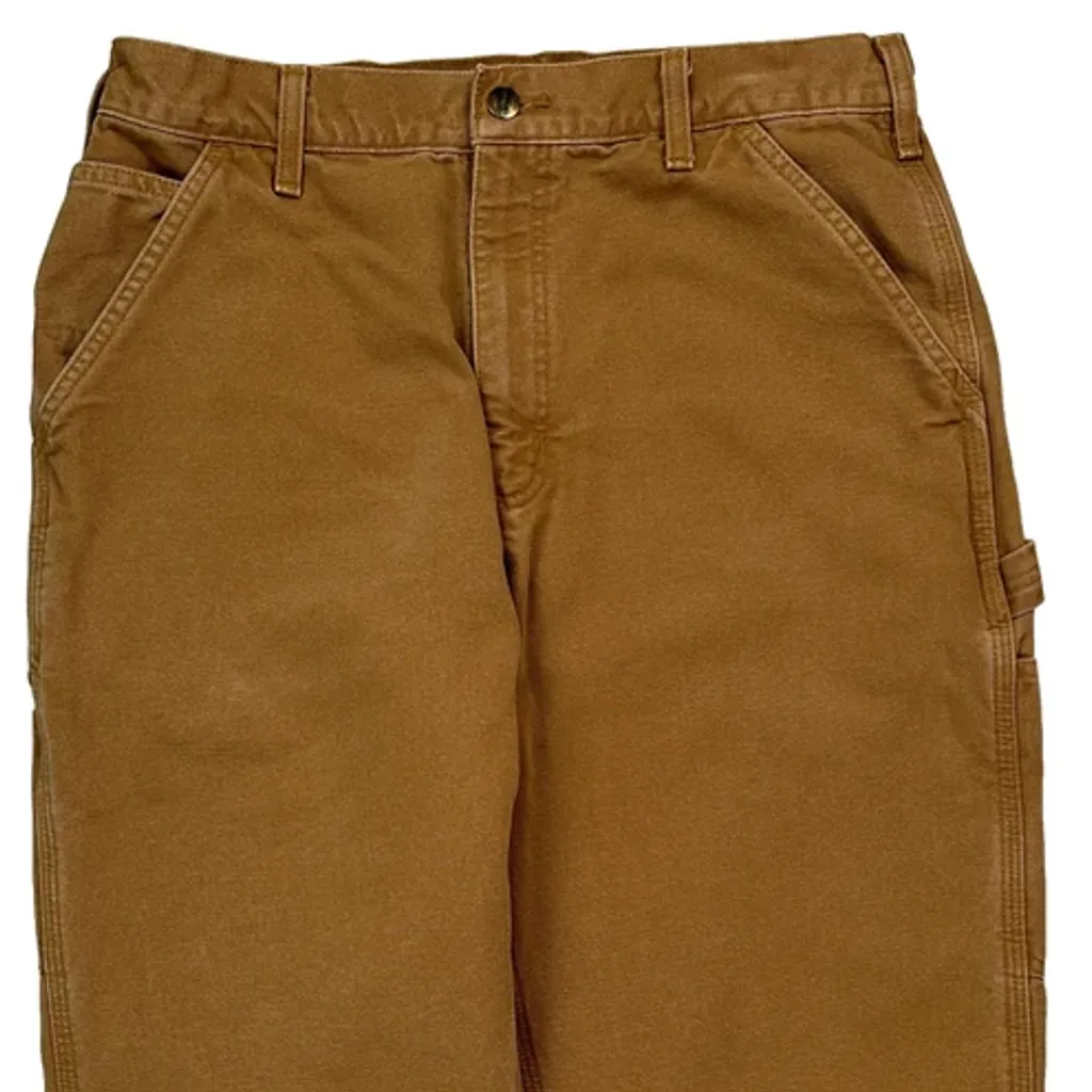 Blanket Flannel Lined Carhartt B111 Brn Carpenter Trousers - 32W 31L Brown Cotton - Image 10