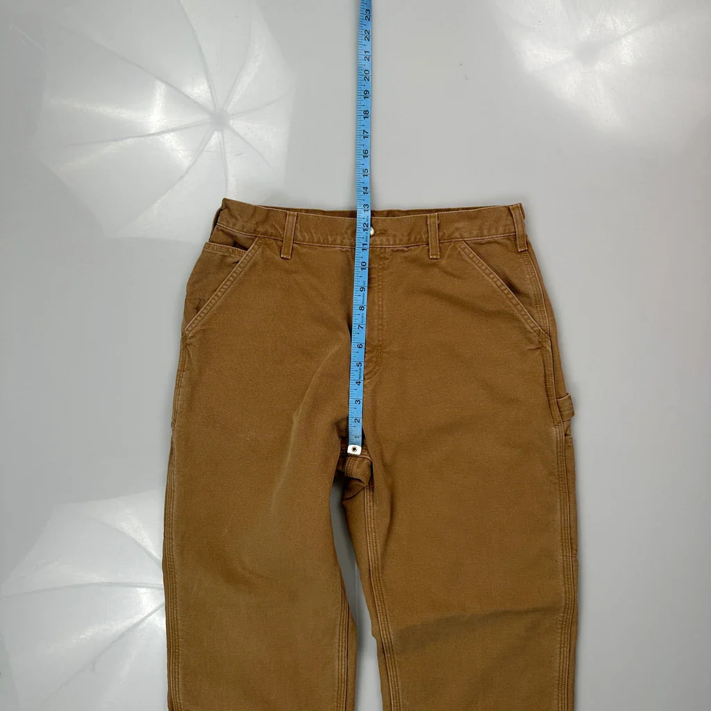 Blanket Flannel Lined Carhartt B111 Brn Carpenter Trousers - 32W 31L Brown Cotton - Image 4