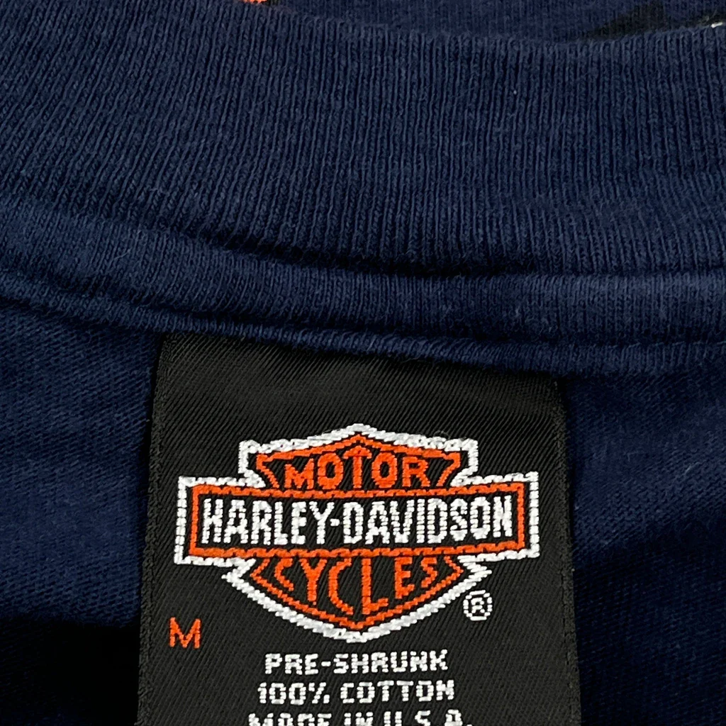 Blockheads Harley Davidson Graphic T-Shirt - Medium Blue Cotton - Image 3