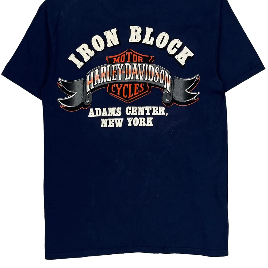 Blockheads Harley Davidson Graphic T-Shirt - Medium Blue Cotton - Image 7