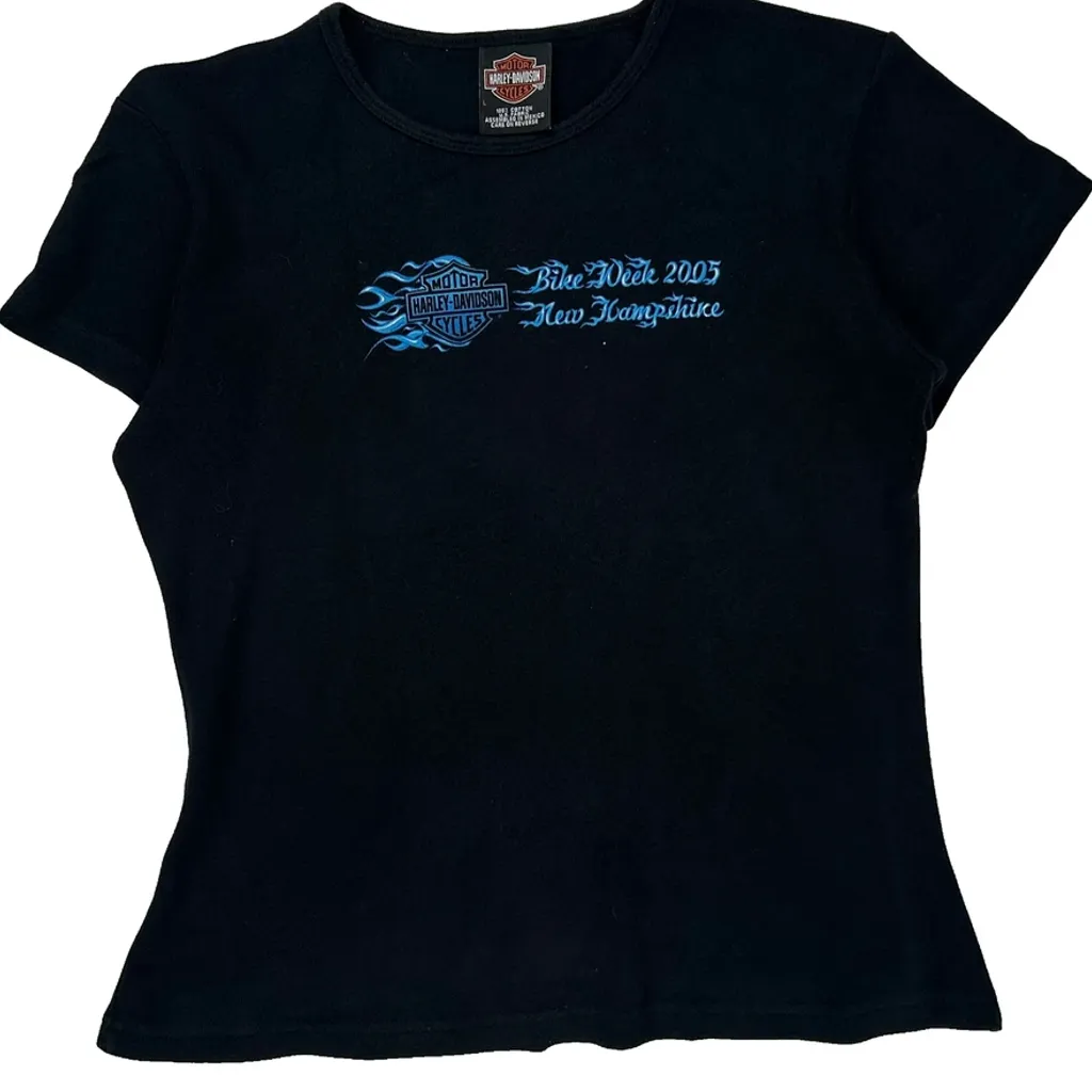 Blue Week 2005 New Hampshire Harley Davidson Graphic T-Shirt - Large Black Cotton - Image 5