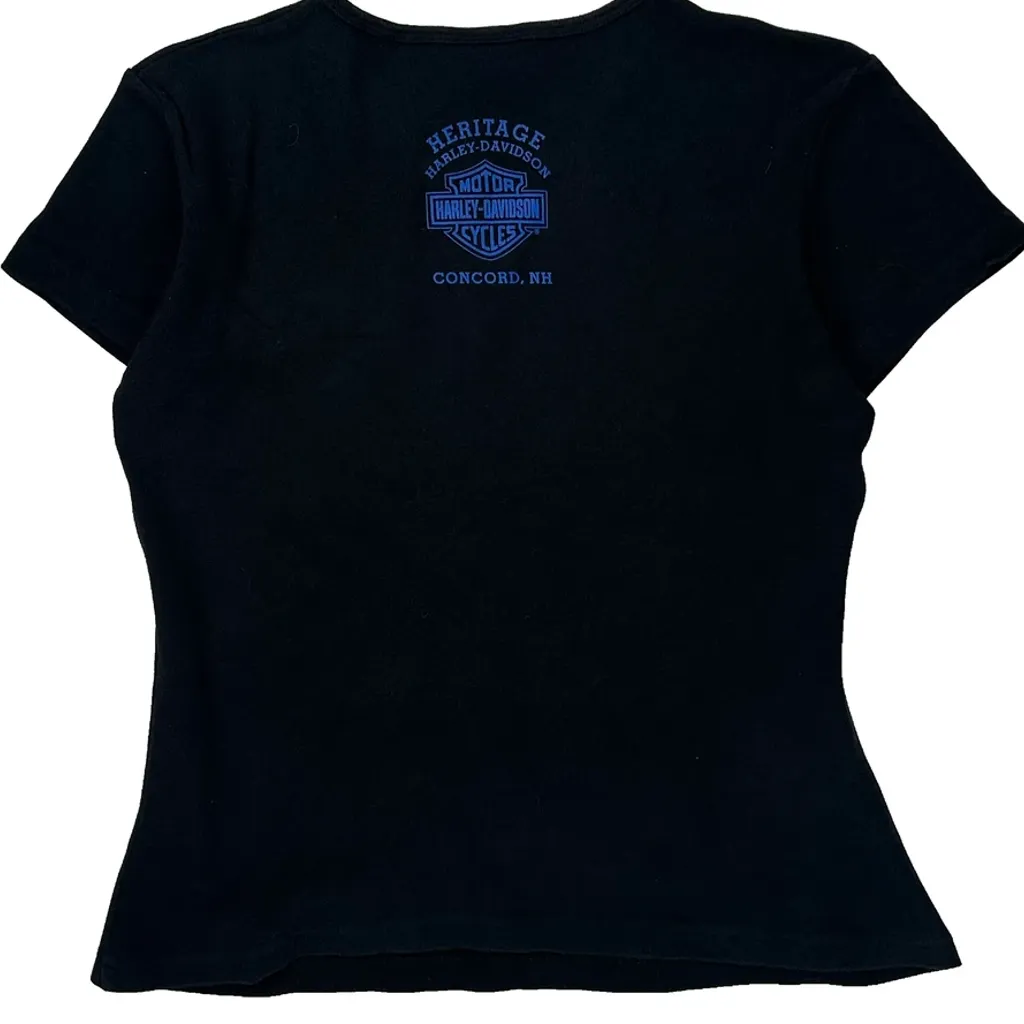 Blue Week 2005 New Hampshire Harley Davidson Graphic T-Shirt - Large Black Cotton - Image 6