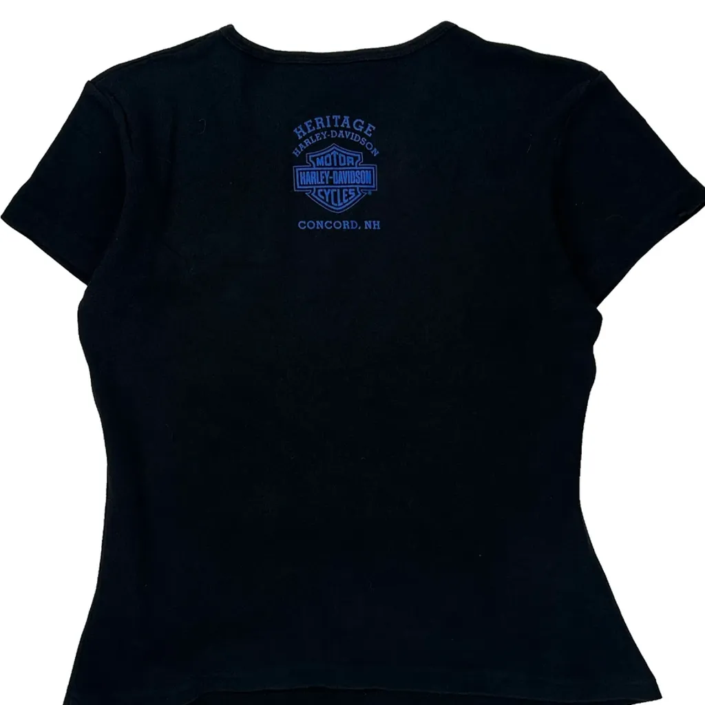 Blue Week 2005 New Hampshire Harley Davidson Graphic T-Shirt - Large Black Cotton - Image 7
