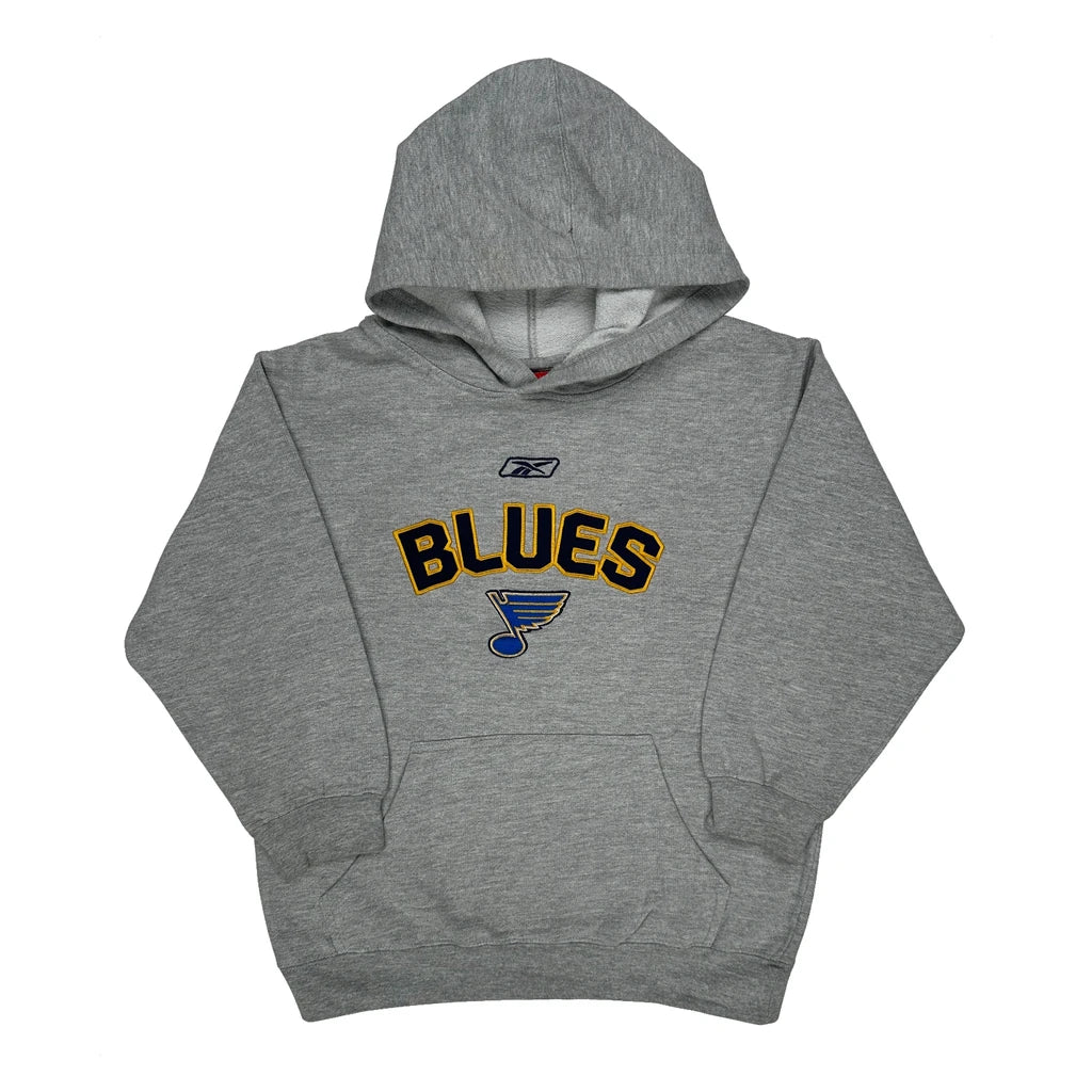 Blues Reebok Hoodie - Small Grey Cotton