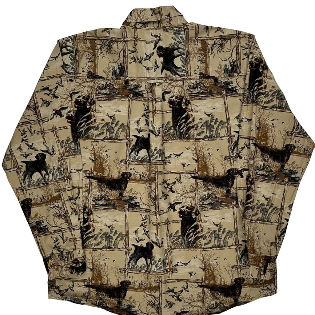 Bluff Creek Patterned Shirt - Large Beige Cotton - Image 6