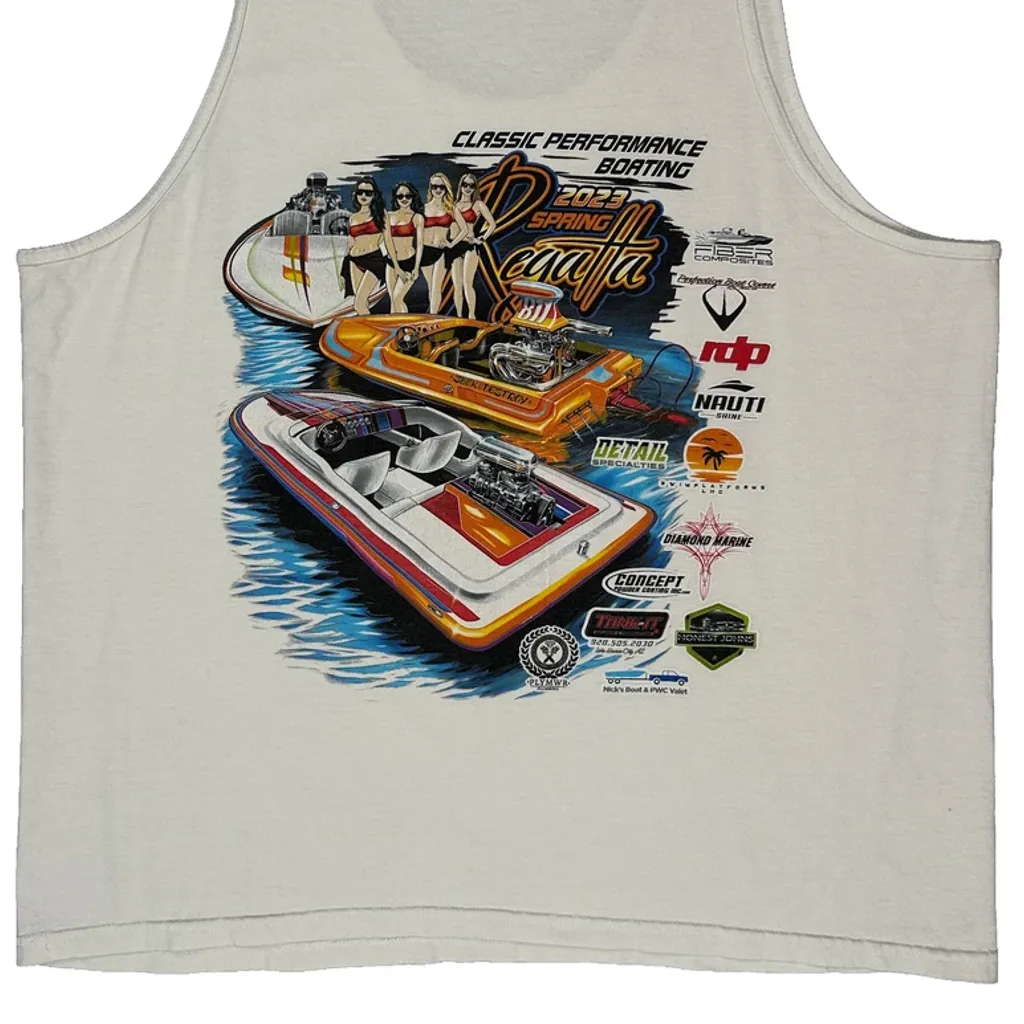 Boating Event Unbranded Graphic Vest - Large White Cotton - Image 3