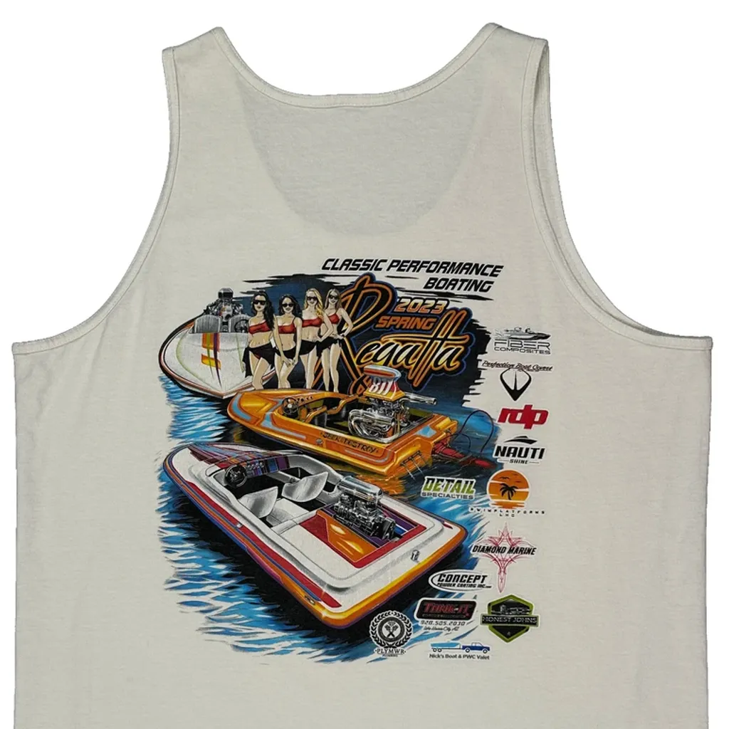 Boating Event Unbranded Graphic Vest - Large White Cotton - Image 4