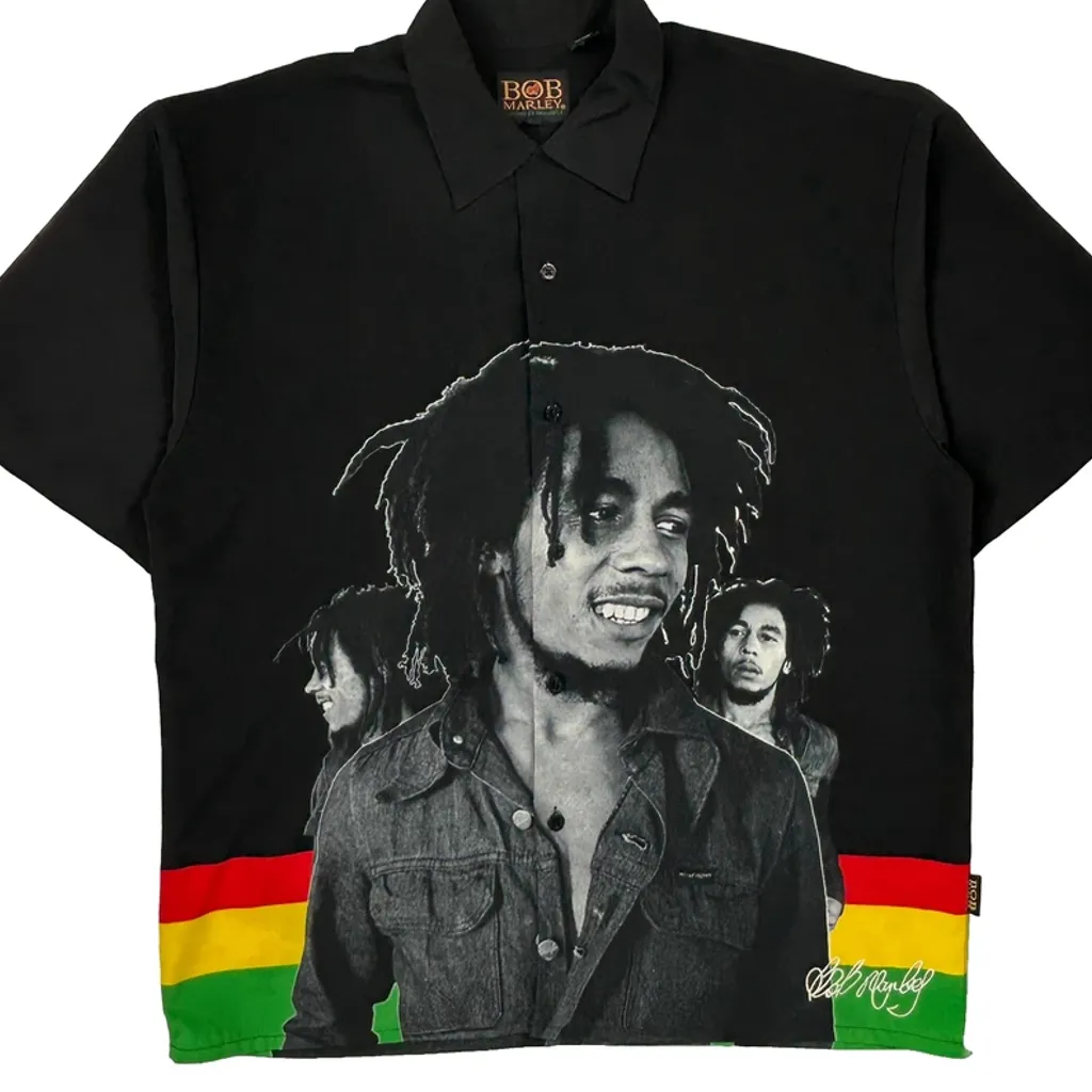 Bob Marley Dragonfly Graphic Short Sleeve Shirt - 2XL Black Polyester - Image 4