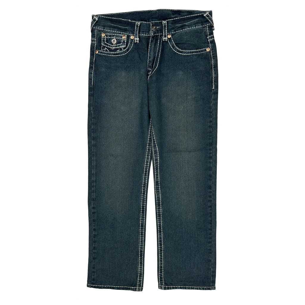 Bobby Big T True Religion Contrast Stitch Jeans - 33W 30L Dark Wash Denim - Image 2