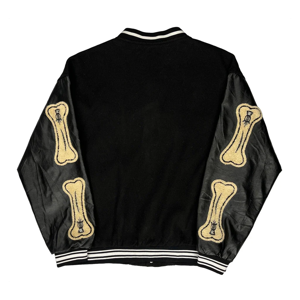 Bones Patch Unbranded Varsity Jacket - Large Black Polyester - Image 2