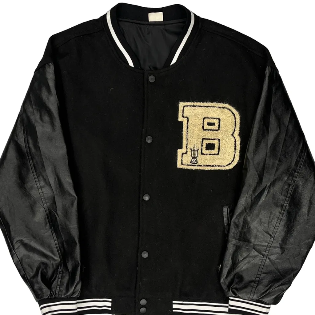 Bones Patch Unbranded Varsity Jacket - Large Black Polyester - Image 5