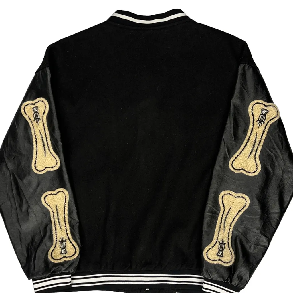 Bones Patch Unbranded Varsity Jacket - Large Black Polyester - Image 6